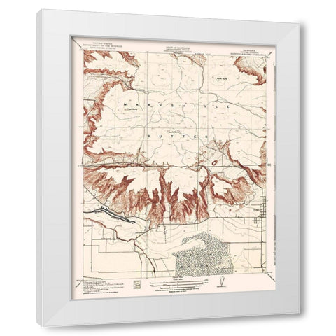 Marysville Buttes California Quad - USGS 1912 White Modern Wood Framed Art Print by USGS