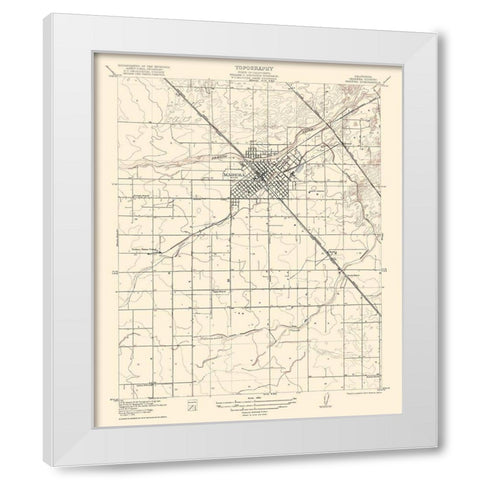 Madera California Quad - USGS 1922 White Modern Wood Framed Art Print by USGS