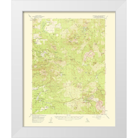 Manzanita Lake California Quad - USGS 1954 White Modern Wood Framed Art Print by USGS