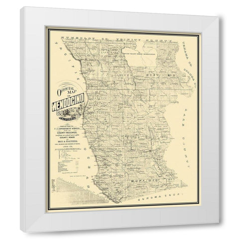 Mendocino California - Rice 1890 White Modern Wood Framed Art Print by Rice