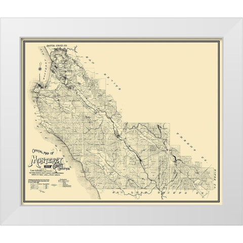 Monterey California - Walkup 1898 White Modern Wood Framed Art Print by Walkup