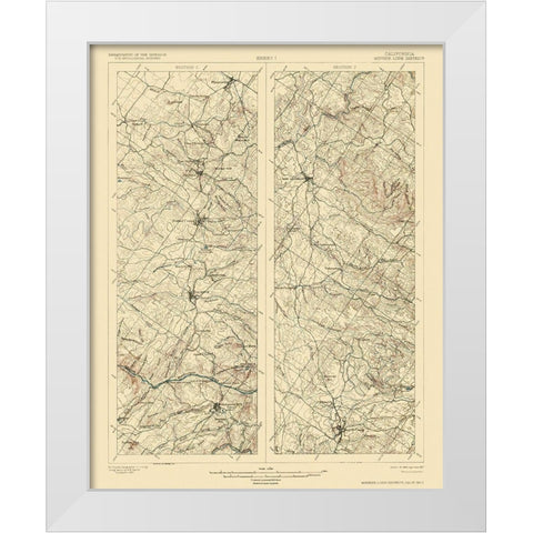 Mother Lode District California 2 of 2 Sheet White Modern Wood Framed Art Print by USGS
