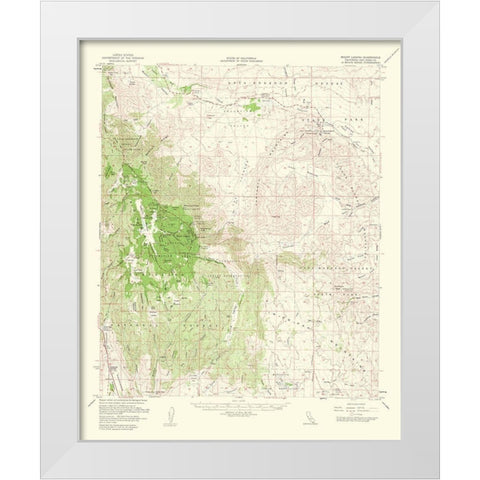 Mt Laguna California Quad - USGS 1953 White Modern Wood Framed Art Print by USGS