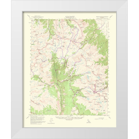Mt Whitney California Quad - USGS 1964 White Modern Wood Framed Art Print by USGS
