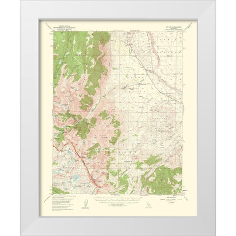 Mt Tom California Quad - USGS 1953 White Modern Wood Framed Art Print by USGS
