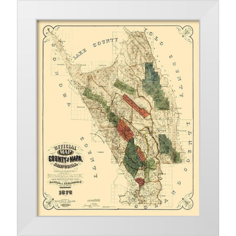 Napa California Landowner - Haas 1876 White Modern Wood Framed Art Print by Haas