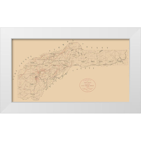 Nevada County California Mining -1909 White Modern Wood Framed Art Print by Unknown