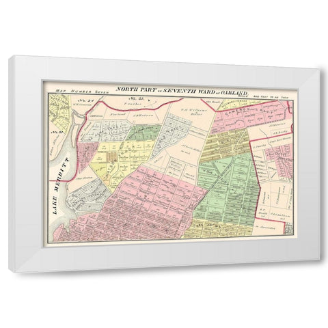 Oakland , North 7th Ward California Landowner White Modern Wood Framed Art Print by Thompson