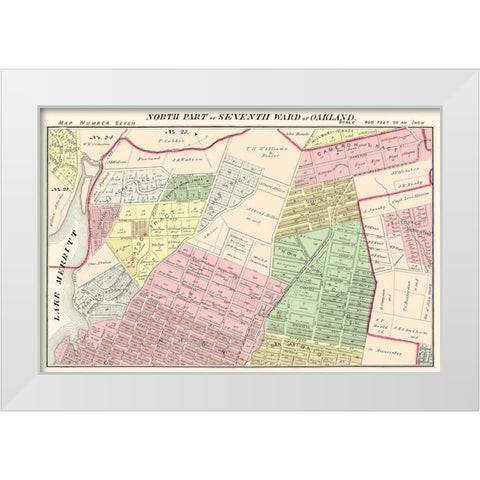 Oakland , North 7th Ward California Landowner White Modern Wood Framed Art Print by Thompson