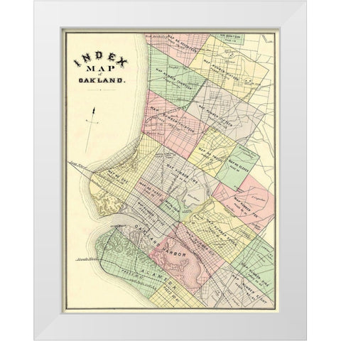 Oakland, Index California Landowner - Thompson White Modern Wood Framed Art Print by Thompson