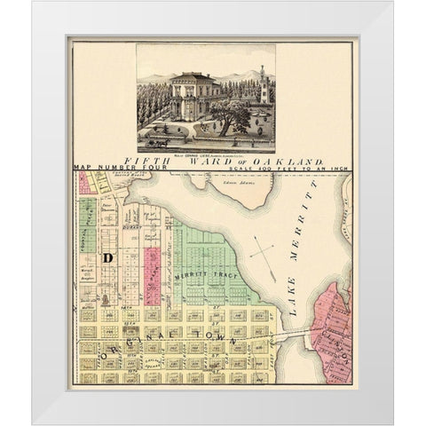 Oakland California Fifth Ward - Thompson 1878 White Modern Wood Framed Art Print by Thompson