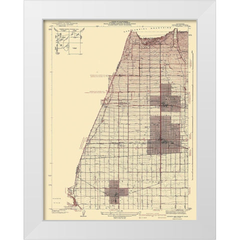 Ontario Vicinity California - USGS 1942 White Modern Wood Framed Art Print by USGS