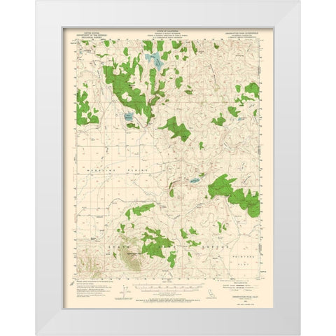 Observation Peak California Quad - USGS 1954 White Modern Wood Framed Art Print by USGS