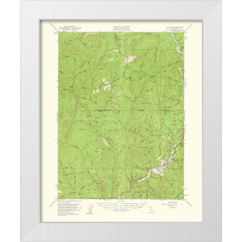 Orleans California Quad - USGS 1953 White Modern Wood Framed Art Print by USGS