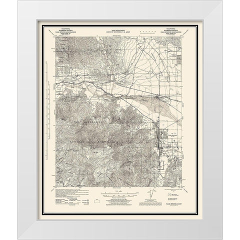 Palm Springs California Quad - USGS 1928 White Modern Wood Framed Art Print by USGS