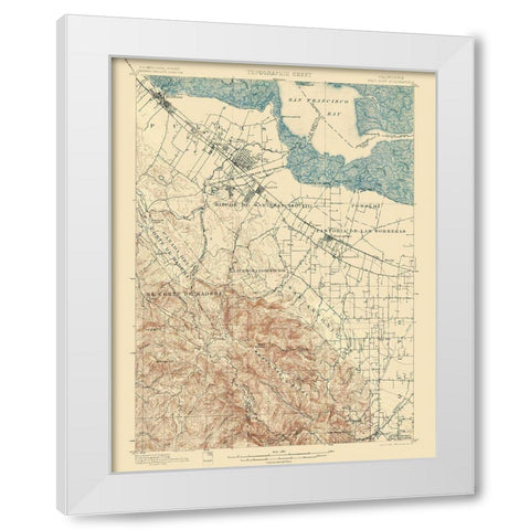 Palo Alto California Quad - USGS 1899 White Modern Wood Framed Art Print by USGS