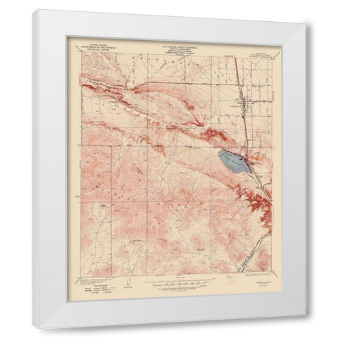 Palmdale California Quad - USGS 1937 White Modern Wood Framed Art Print by USGS