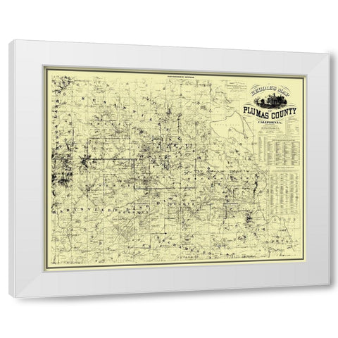 Plumas California Landowner - Keddie 1892 White Modern Wood Framed Art Print by Keddie