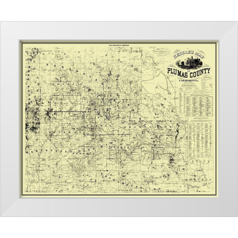 Plumas California Landowner - Keddie 1892 White Modern Wood Framed Art Print by Keddie