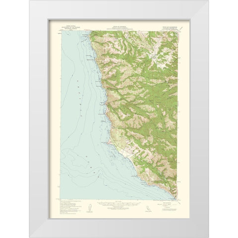 Point Sur California Quad - USGS 1956 White Modern Wood Framed Art Print by USGS