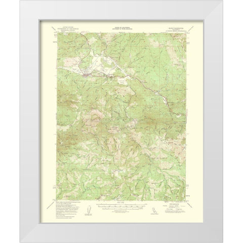 Quincy California Quad - USGS 1956 White Modern Wood Framed Art Print by USGS