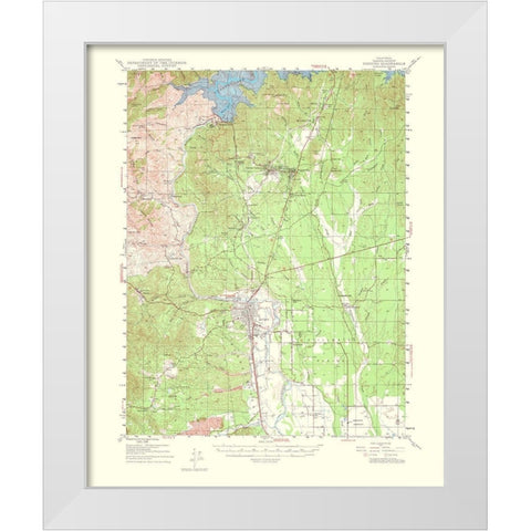 Redding California Quad - USGS 1956 White Modern Wood Framed Art Print by USGS