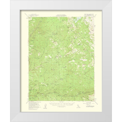 Robbs Peak California Quad - USGS 1956 White Modern Wood Framed Art Print by USGS