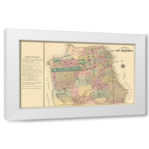 San Francisco California - Humpfreys 1876 White Modern Wood Framed Art Print by Humpfreys