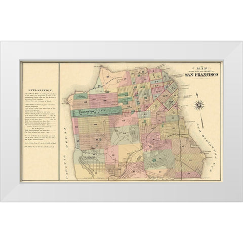 San Francisco California - Humpfreys 1876 White Modern Wood Framed Art Print by Humpfreys