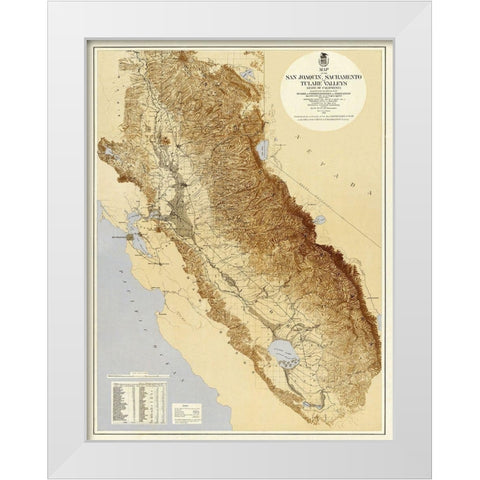 San Joaquin, Tulare Valleys California White Modern Wood Framed Art Print by US War Dept