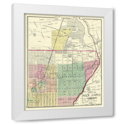 San Jose, 2ndWard California Landowner White Modern Wood Framed Art Print by Thompson