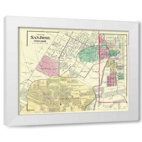 San Jose, 4th Ward California Landowner White Modern Wood Framed Art Print by Thompson