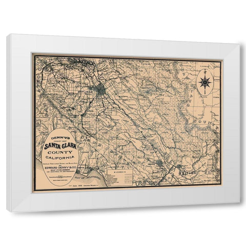 Santa Clara California - Denny 1913 White Modern Wood Framed Art Print by Denny