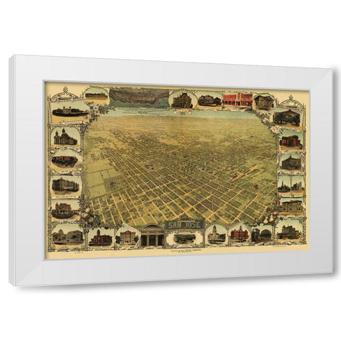 San Jose California - Stone 1901 White Modern Wood Framed Art Print by Stone
