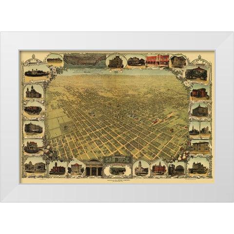 San Jose California - Stone 1901 White Modern Wood Framed Art Print by Stone