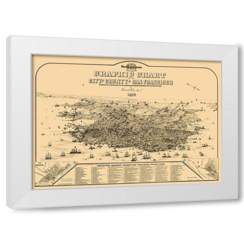 San Francisco California - Marriott 1875 White Modern Wood Framed Art Print by Marriott