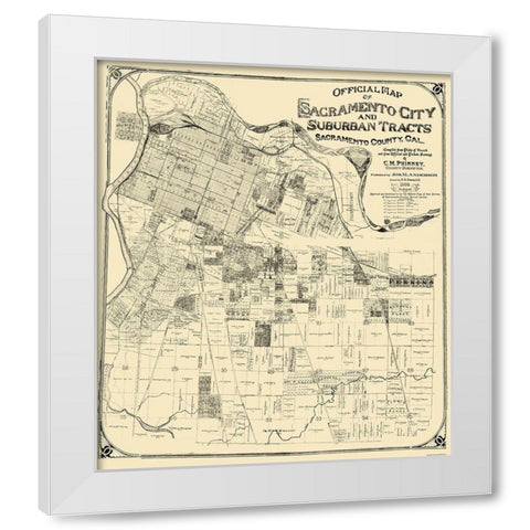 Sacramento California - Anderson 1908 White Modern Wood Framed Art Print by Anderson