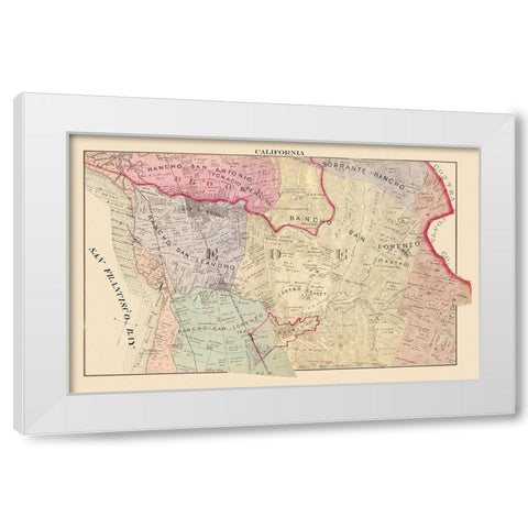 San Leandro, San Lorenzo California Landowner White Modern Wood Framed Art Print by Thompson