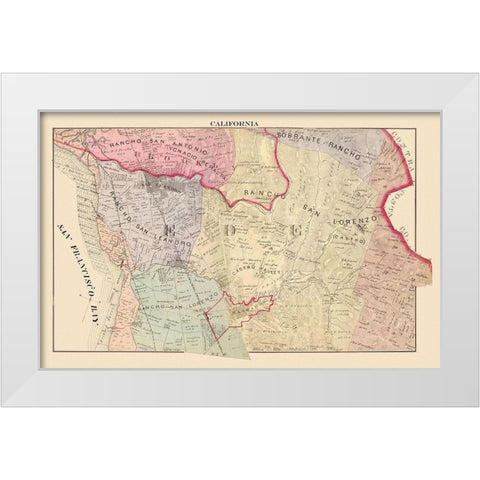 San Leandro, San Lorenzo California Landowner White Modern Wood Framed Art Print by Thompson