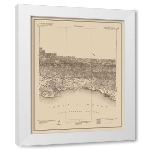 Santa Barbara California Quad - USGS 1903 White Modern Wood Framed Art Print by USGS