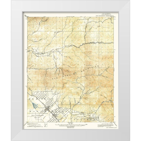 San Fernando California Quad - USGS 1900 White Modern Wood Framed Art Print by USGS