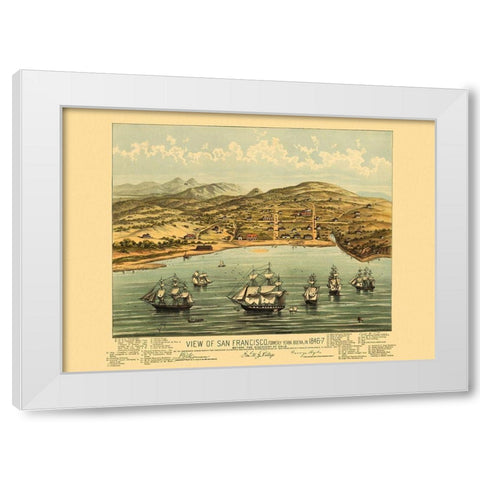 San Francisco California - Bosqui 1847 White Modern Wood Framed Art Print by Bosqui
