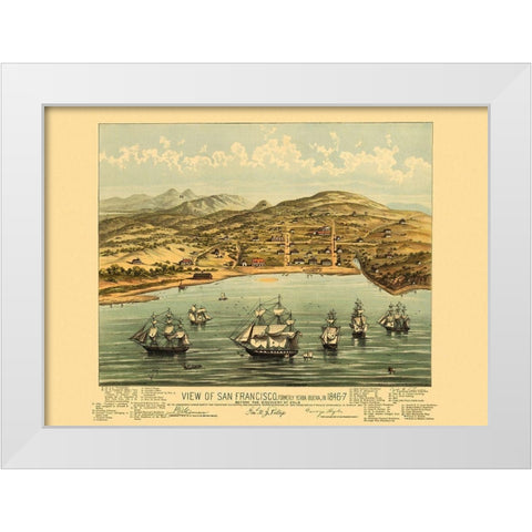 San Francisco California - Bosqui 1847 White Modern Wood Framed Art Print by Bosqui
