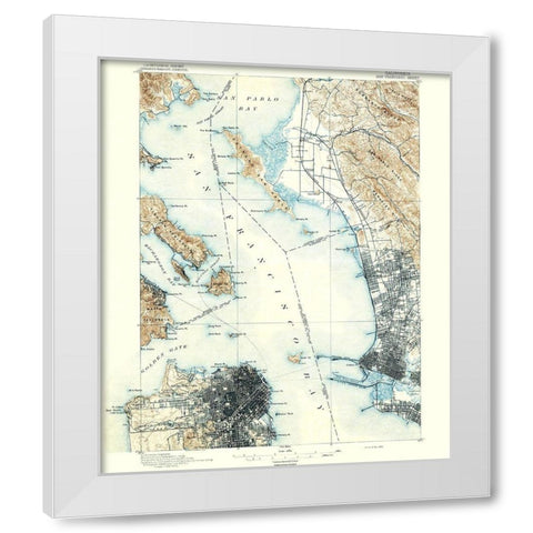 San Francisco California Sheet - USGS 1895 White Modern Wood Framed Art Print by USGS
