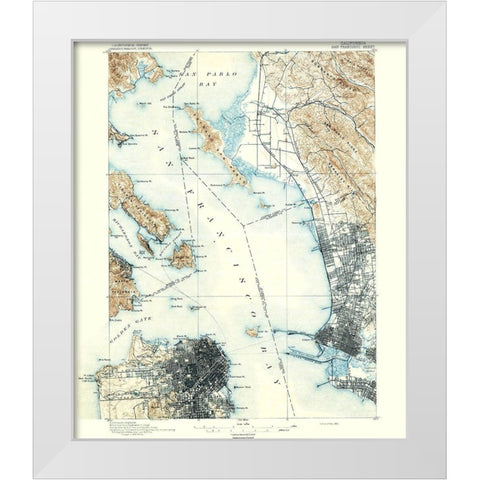 San Francisco California Sheet - USGS 1895 White Modern Wood Framed Art Print by USGS