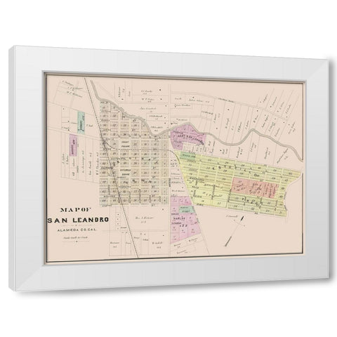 San Leandro California Plan - Thompson 1878 White Modern Wood Framed Art Print by Thompson