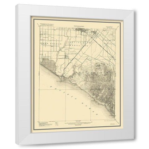 Santa Ana California Quad - USGS 1901 White Modern Wood Framed Art Print by USGS