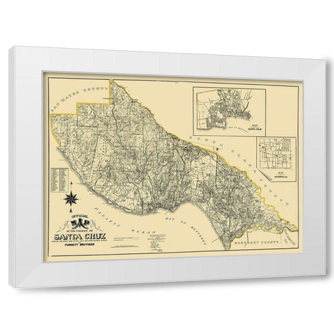 Santa Cruz California Landowner - Punnett 1906 White Modern Wood Framed Art Print by Punnett