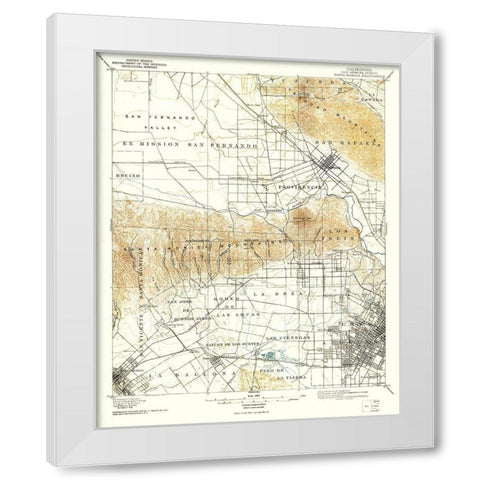 Santa Monica California Quad - USGS 1893 White Modern Wood Framed Art Print by USGS