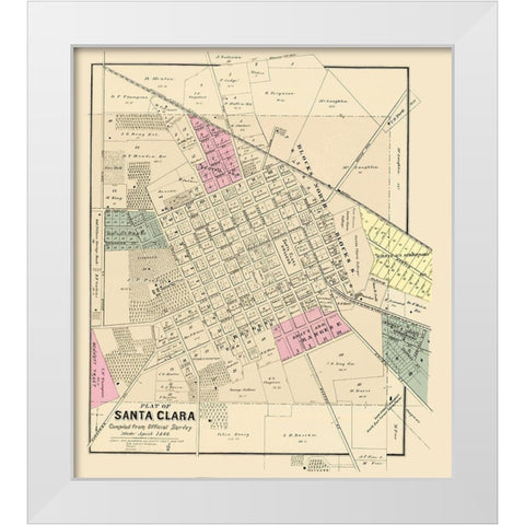 Santa Clara California Landowner - Thompson 1866 White Modern Wood Framed Art Print by Thompson